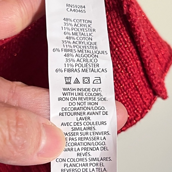 Childrens Place Kids Girls Red Dress Ribbed Knit Metallic Festive Winter 10/12 - Picture 9 of 14